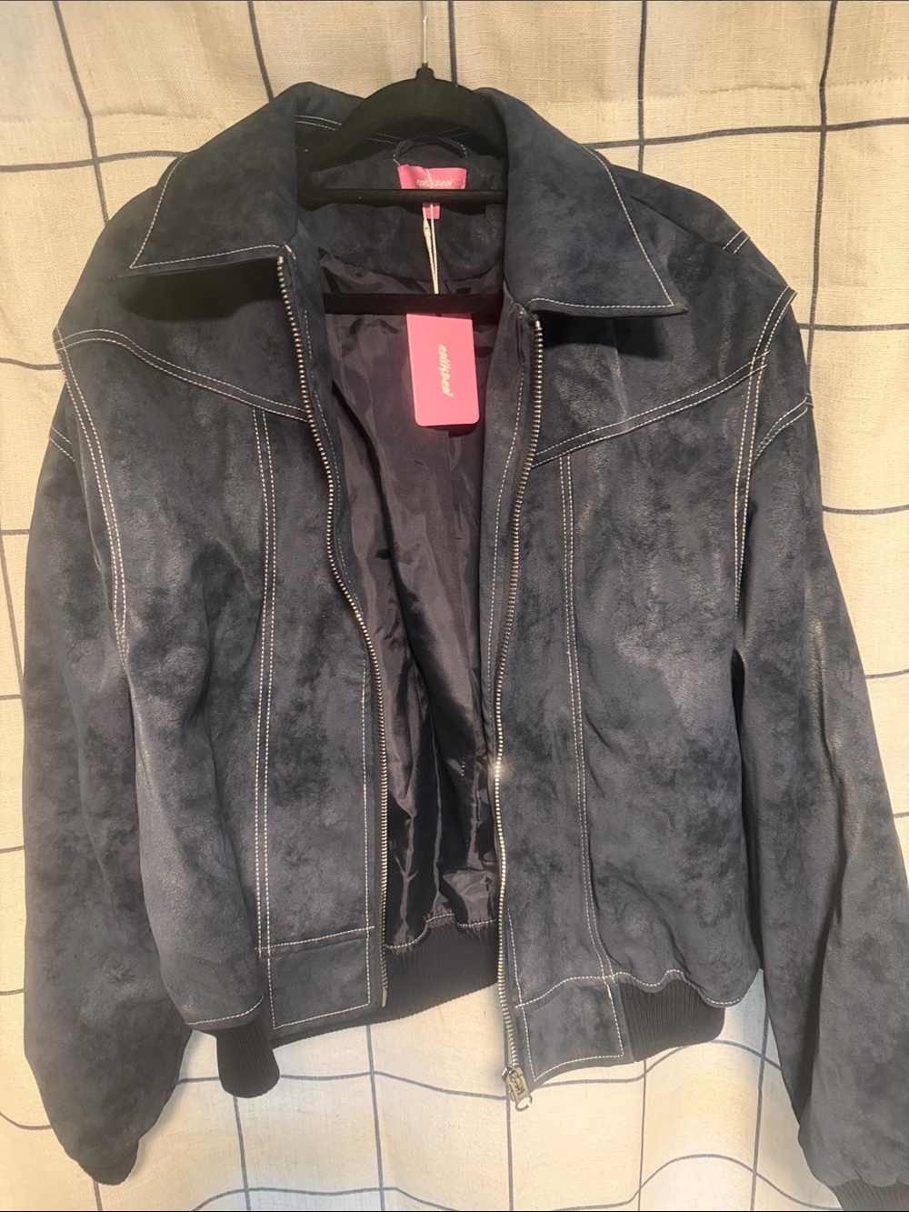 Edikted Oversized Suede Bomber Jacket
